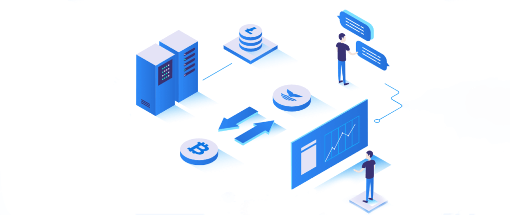 this image shows two people trading between BTC and WHT through a system.