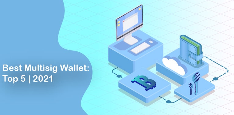 a multisig wallet connected to a key which is connected by a bitcoin illustration in a circle while a computer is connected to the wallet and the bitcoin